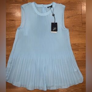 Adrianna Papell Light Blue Pleated Blouse